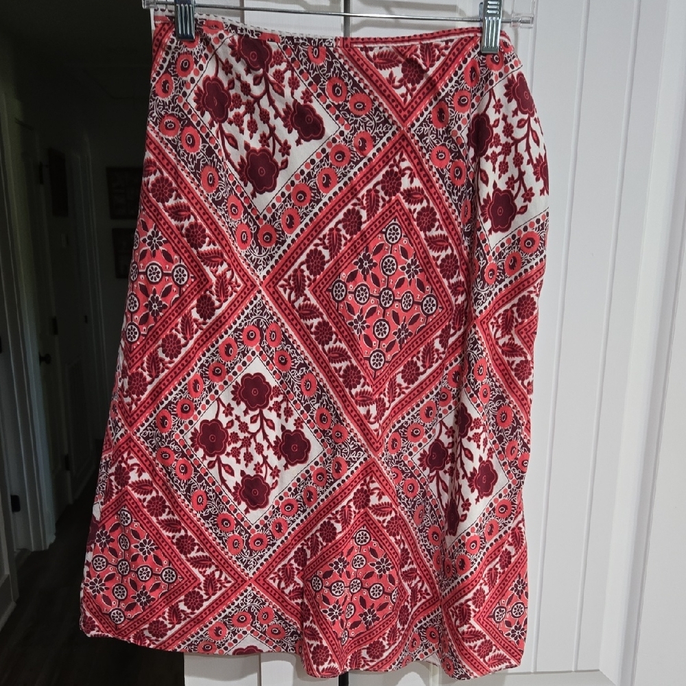 Floral Burgundy and White Women's Skirt